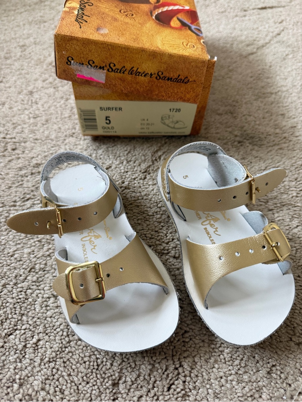 Sun San Salt Water Surfer Metallic Gold Sandals
